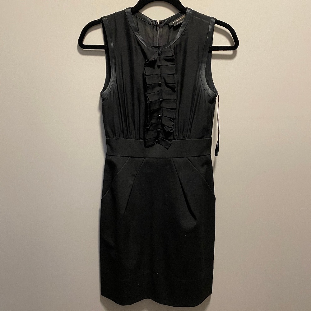 BCBGMAXAZRIA Black Sheer Lined Career Dress - 0